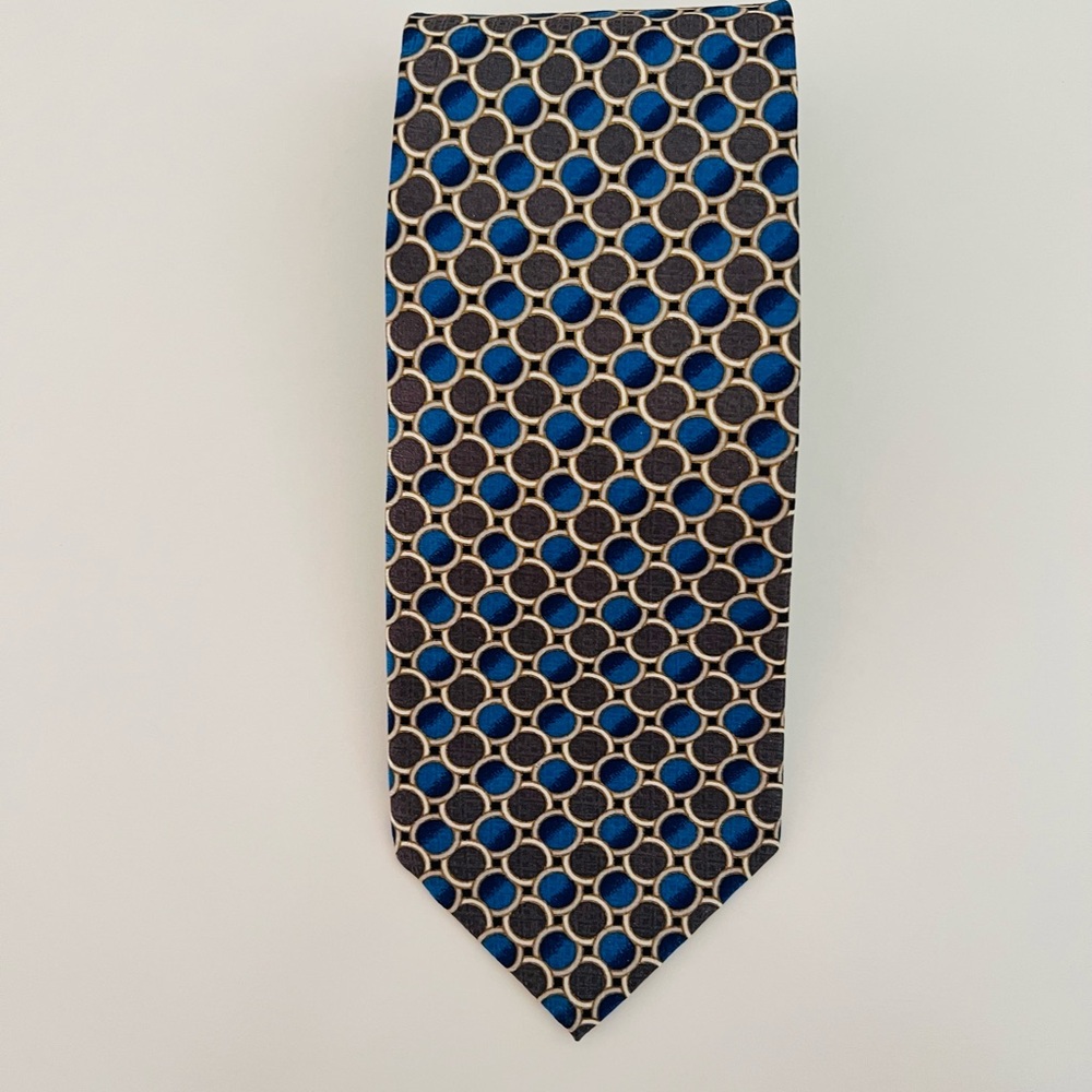 Blue and Cream Patterned Men's Tie